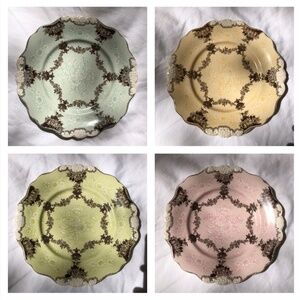Anthropologie set of 4 Etruscan Festoon plates reproduction of Ridgway pattern